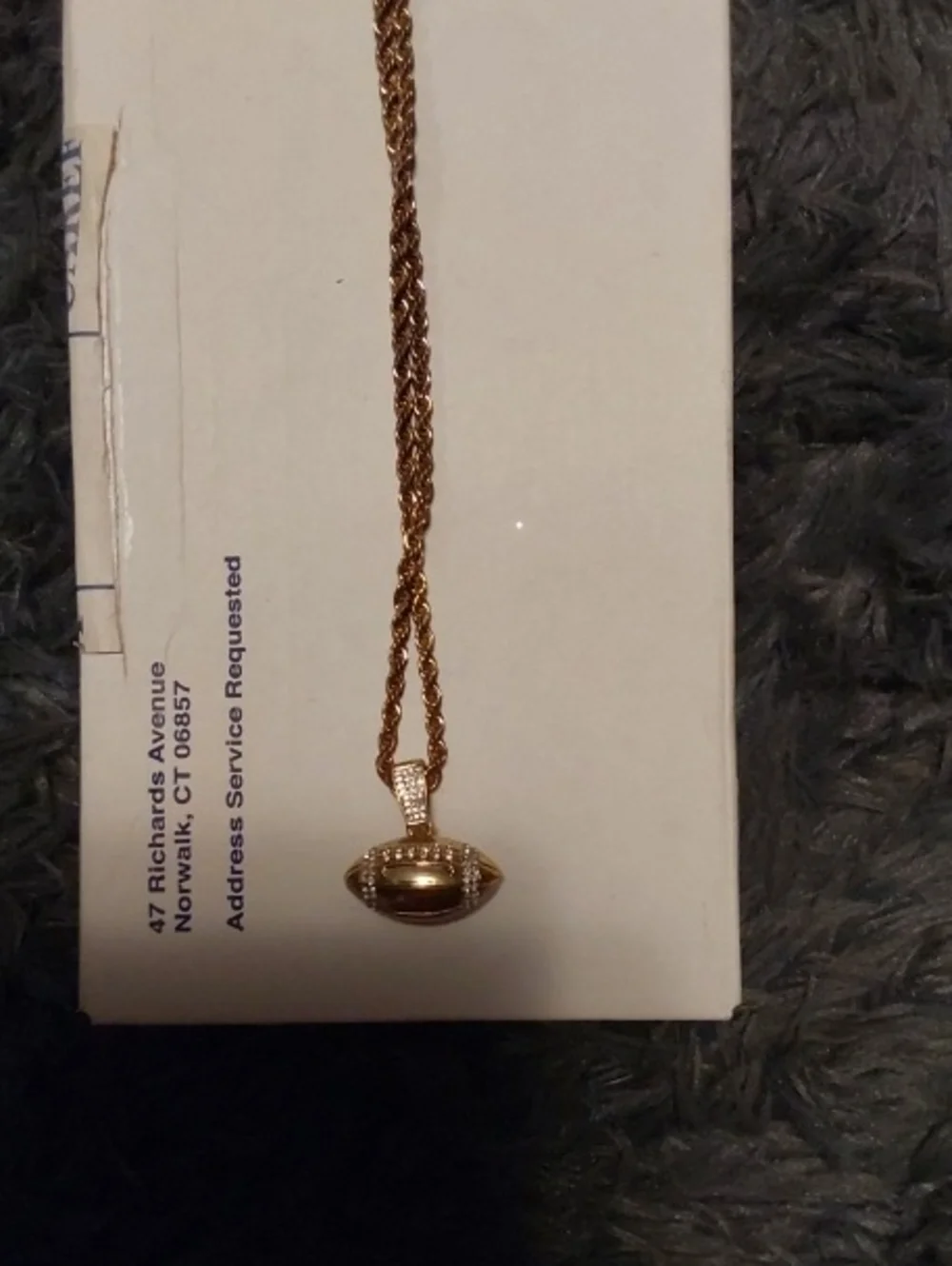 Gold-Tone Football Pendant Necklace - Women Jewelry
